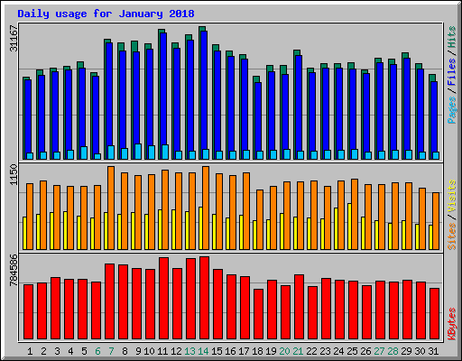 Daily usage for January 2018